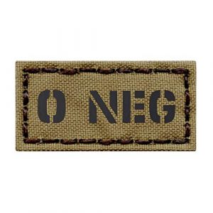 Tactical Freaky Airsoft Morale Patch 1 IR Mini 1x2 Coyote Tan O- ONEG Blood Type Infrared Tactical Morale Touch Fastener Patch