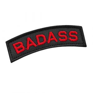 LEGEEON Airsoft Morale Patch 1 LEGEEON Badass Tab Badge Red and Black US Army Tactical Morale Touch Fastener Patch