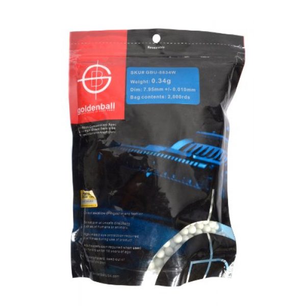 GoldenBall Airsoft BB 1 8mm 0.34g GoldenBall Seamless Elite Competition Grade BBs - 2000rd Bag