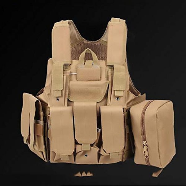 WEQ Airsoft Tactical Vest 4 WEQ Tactical Molle Airsoft Vest Paintball Combat Training Vest Adjustable (Color : Beige)