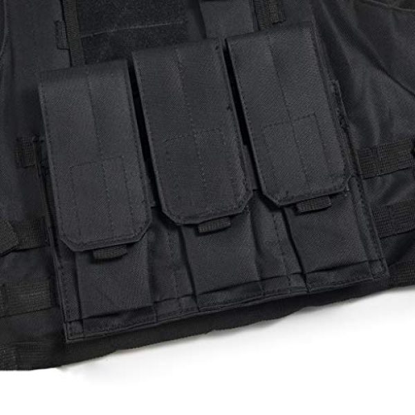 Jipemtra Airsoft Tactical Vest 7 Jipemtra Tactical MOLLE Airsoft Vest Adjustable Paintball Combat Training Vest Detachable (Black)
