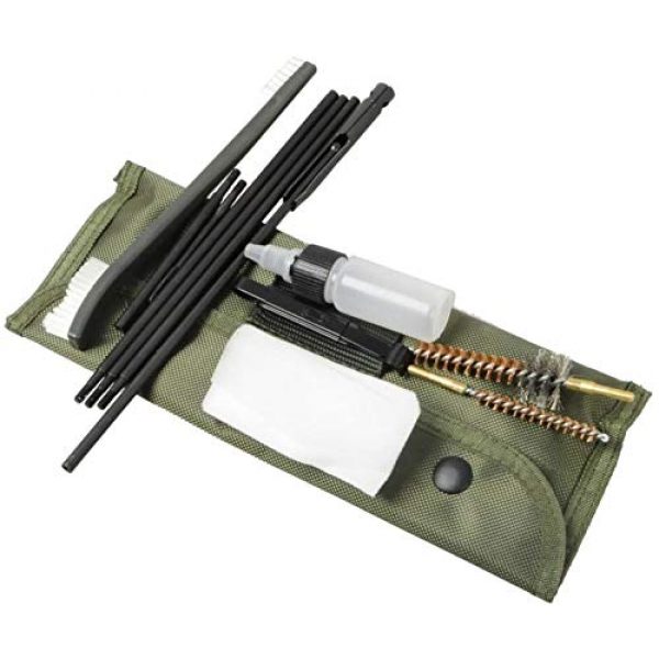 Explorer Cases Rifle Cleaning Kit 5 Explorer 10 Pcs Set Gun Rifle Pistol Cleaning Kit Compact Travel Size Mil-Spec Rods Metal Brush Heads Olive Green Pouch Bag Case Drab Travel Size Maintenance Kit