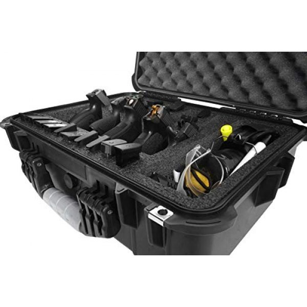 Case Club Pistol Case 4 Case Club 5 Pistol and (up to) 30 Magazine with Accessory Pocket Pre-Cut Heavy Duty Waterproof Case with Silica Gel Canister to Help Prevent Gun Rust (Upgraded Gen-2)