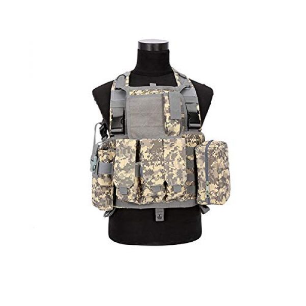 BGJ Airsoft Tactical Vest 4 CP Camo Vest RRV Molle Airsoft Tactical Vest Military Combat Assault Chest Rig Paintball Police Body Armor Hunting Vest