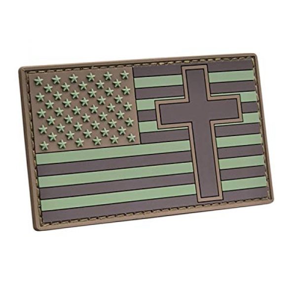 LEGEEON Airsoft Morale Patch 1 LEGEEON Multicam USA America Flag Crucifix Jesus Christ OCP Christian Crusader Tactical Morale PVC Rubber Fastener
