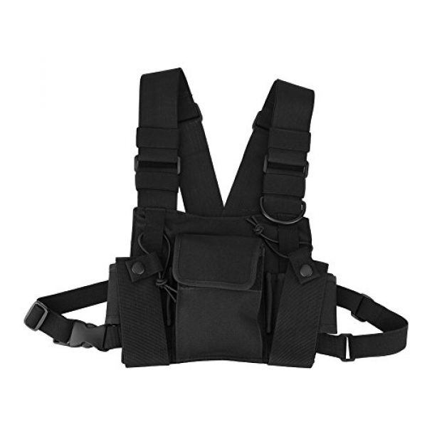 Hakeeta Airsoft Tactical Vest 1 Hakeeta Walkie-Talkie Chest Bag, Nylon Chest Front Pack,Chest Harness.Universal Adjustable Bag with Three-Ring Adjustment Strap System for Rescue, Police, Duty and Workshopps