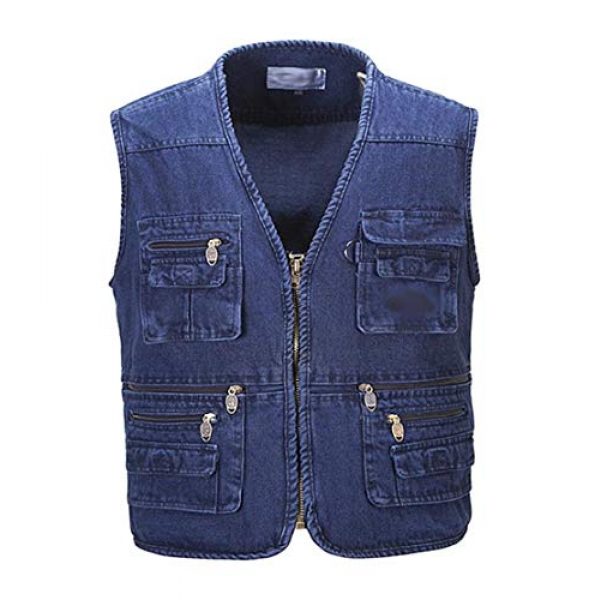 DAFREW Airsoft Tactical Vest 1 Denim Sleeveless Shirt Men's Casual Vest Fashion Photography Vest Fishing Vest (Color : Denim Color, Size : XL)