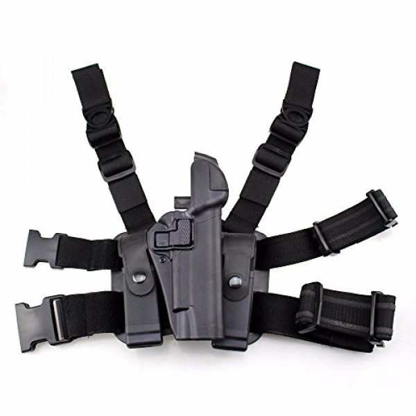 PG Airsoft Gun Holster 1 PG Tactical 1911 Leg Holster Right Thigh Paddle Belt Level 3 Lock Duty Pistol Gun Holster w/Magazine Torch Pouch for Colt 1911