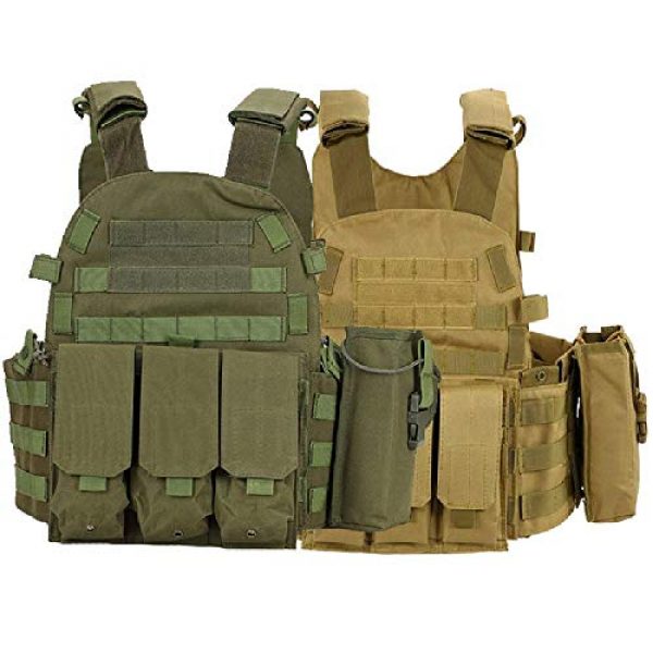 BGJ Airsoft Tactical Vest 3 Tactical 6094 Molle Vest Military Combat Body Armor Vest Army Airsoft Paintball Wargame Plate Carrier Vest Hunting Accessories