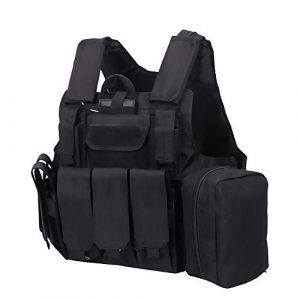 WEQ Airsoft Tactical Vest 1 WEQ Tactical Molle Airsoft Vest Paintball Combat Training Vest Adjustable (Color : Black)