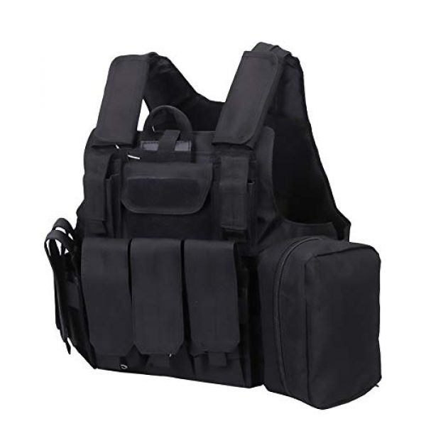WEQ Airsoft Tactical Vest 1 WEQ Tactical Molle Airsoft Vest Paintball Combat Training Vest Adjustable (Color : Black)