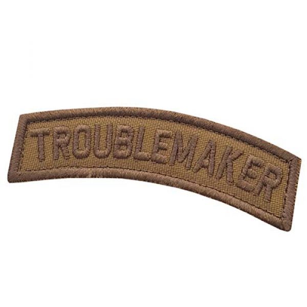 LEGEEON Airsoft Morale Patch 1 LEGEEON Troublemaker Coyote Shoulder Tab Tan Army Morale Tactical Hook-and-Loop Patch