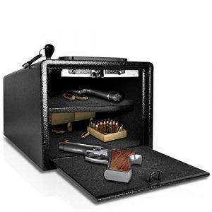 SereneLife Pistol Case 1 SereneLife Safes & Lock Boxes | Gun Safe Box | Pistol Security Box | Safe Security Box | Digital Safe | Safe Box For Money | Steel Alloy Drop Safe - Includes Keys (SLSFE28PS)