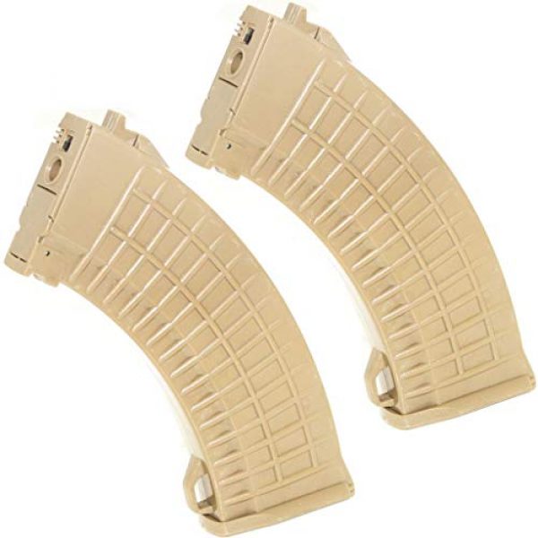 Generica Airsoft Gun Magazine 1 Airsoft Spare Parts 2pcs Pack CYMA 550rd Hi-Cap Waffle Magazine for AK-Series AEG Khaki Tan