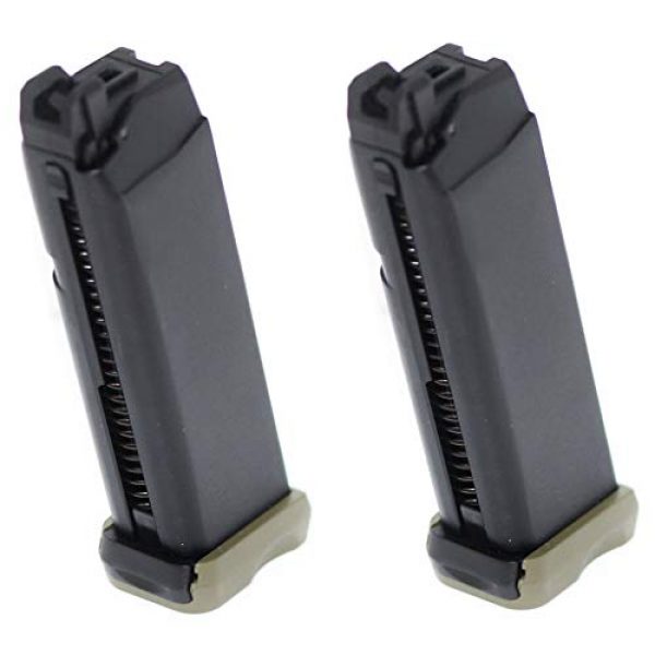 Airsoft Gang Airsoft Gun Magazine 1 Airsoft Parts APS 2pcs 23rd CO2 Magazine for ACP601 ACP606 A-Cap Z1-Cap Black Hornet Dragonfly Scorpion Shark Spyder X1-Cap/Tokyo Marui/WE/Armorer Works Black/Green OD
