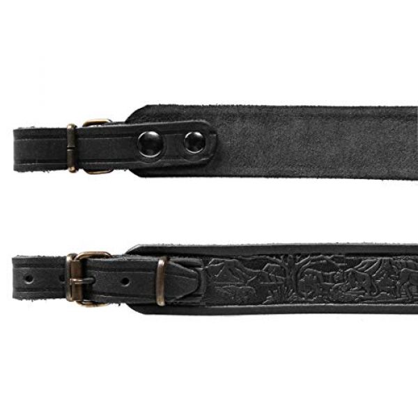 Free2Buy Airsoft Gun Sling 6 Free2Buy Rifle Sling Gun Shoulder Genuine Leather Adjustable Belt for Hunting Outdoor Tactical Shotgun Sling Strap Shotgun Embossed Black/Brown