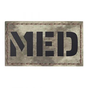 Tactical Freaky Airsoft Morale Patch 1 IR A-TACS AU MED Medical EMS 2x3.5 Infrared Arid Tan Tactical Morale Fastener Patch