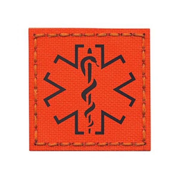 Tactical Freaky Airsoft Morale Patch 1 IR Hi Viz EMS Star of Life Orange Fluo Medic 2x2 SAR Safety Infrared Tactical Morale Touch Fastener Patch
