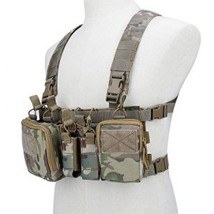 Armiya Airsoft Tactical Vest 1 Armiya Mens Tactical Airsoft Chest Rig Molle Harness Vest Multicam Mag Pouch with Multi Pockets for Hiking Training Cycling