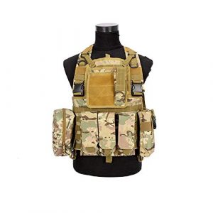 BGJ Airsoft Tactical Vest 1 CP Camo Vest RRV Molle Airsoft Tactical Vest Military Combat Assault Chest Rig Paintball Police Body Armor Hunting Vest