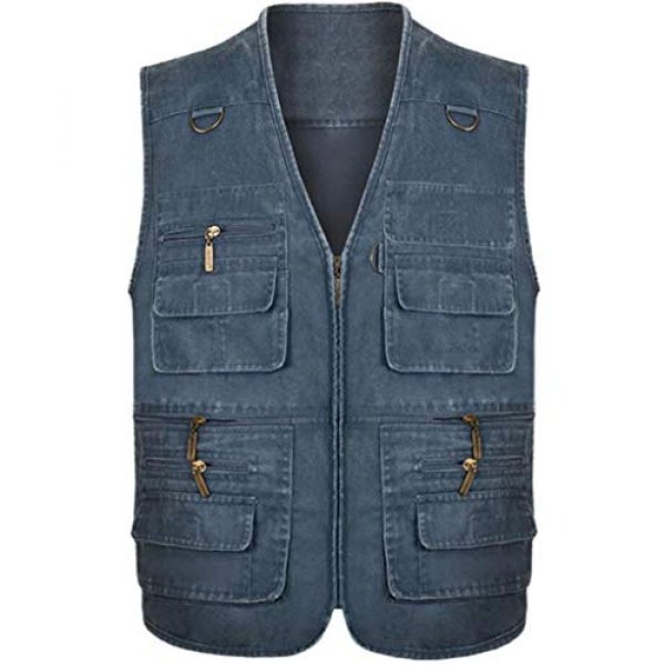 DAFREW Airsoft Tactical Vest 1 DAFREW Men's Outdoor Vest, Spring and Autumn Casual Outdoor Vest, Multi-Pocket Photography Cotton Fishing Vest (Color : Blue, Size : XXL)