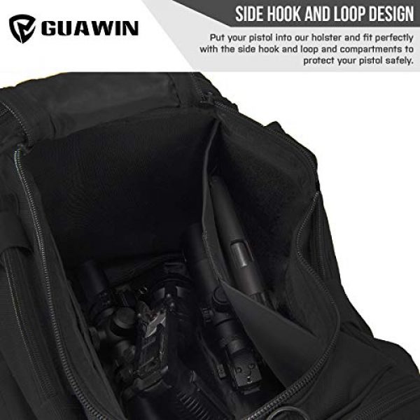 GUAWIN Pistol Case 3 Range Bag Tactical Bag Gun Bag for Handguns Pistol Durable Water Resistant Tactical Duffle Bag with Magazine Gear Accessories Pouch Suitable for Shooting Range, Hunting, Storage and Transport