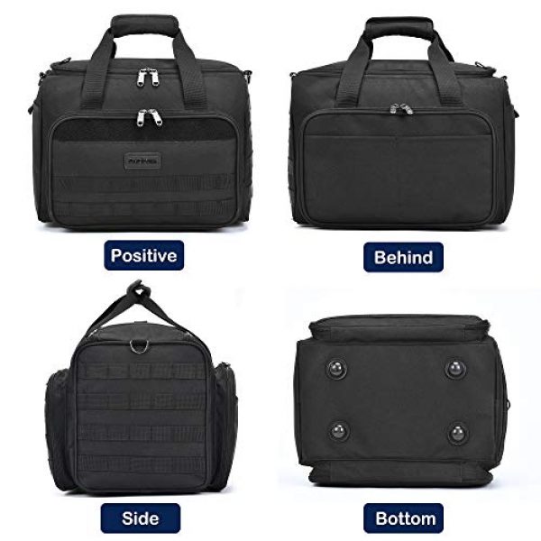Partage Pistol Case 6 Partage Gun Range Bag Deluxe Pistol Shooting Range Duffle Bags with Velvet Cushion -Black
