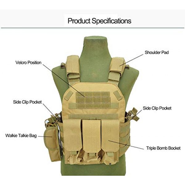 BGJ Airsoft Tactical Vest 5 BGJ Military Tactical Vest Army Airsoft Molle Vest CS Game Combat Gear Outdoor Various Accessory Kit Hunting Clothing Vest Multicam