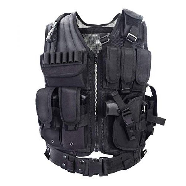 GXYWAN Airsoft Tactical Vest 1 GXYWAN Tactical CS Field Vest Paintball Training Airsoft Ultra-Light Breathable Combat Adjustable Vest(Black)