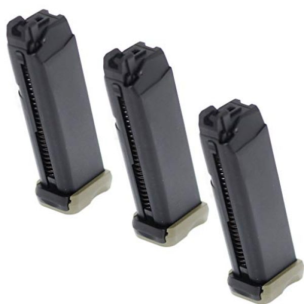 Airsoft Gang Airsoft Gun Magazine 1 Airsoft Parts APS 3pcs 23rd CO2 Magazine for ACP601 ACP606 A-Cap Z1-Cap Black Hornet Dragonfly Scorpion Shark Spyder X1-Cap/Tokyo Marui/WE/Armorer Works Black/Green OD