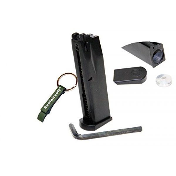 WE Airsoft Gun Magazine 1 WE 25rds CO2 Gas Airsoft Magazine For KJW Marui M9 M92 M92F GBB Black -Mobile Ring Included