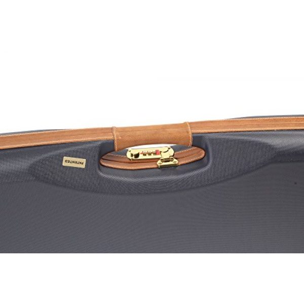 Negrini Cases Rifle Case 4 Negrini Cases 1654LX/5166 O/U Sporter Shotgun Case with Barrel Upright and Forend Off/Accessory Compartment and Luxury Interior, Premium Tan Leather/Blue/Blue