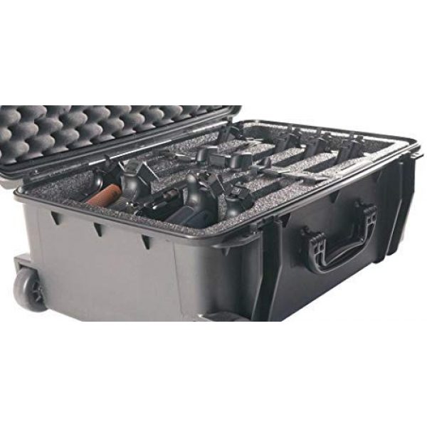 Case Club Pistol Case 4 Case Club 10 Pistol Pre-Cut Waterproof Case with 2 Silica Gel Canisters to Help Prevent Gun Rust (Wheeled)
