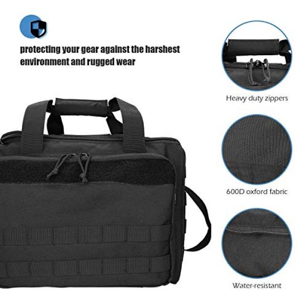 ProCase Pistol Case 2 ProCase Tactical Gun Range Bag for Handguns, Pistols and Ammo Bundle with Tactical Pistol Mag Pouch -Black