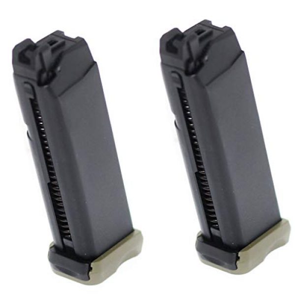 Generica Airsoft Gun Magazine 1 Generica Airsoft Spare Parts APS 2pcs 23rd CO2 Magazine for ACP601 ACP606 A-Cap Z1-Cap Black Hornet Dragonfly Scorpion Shark Spyder X1-Cap/Tokyo Marui/WE/Armorer Works Black/Green OD