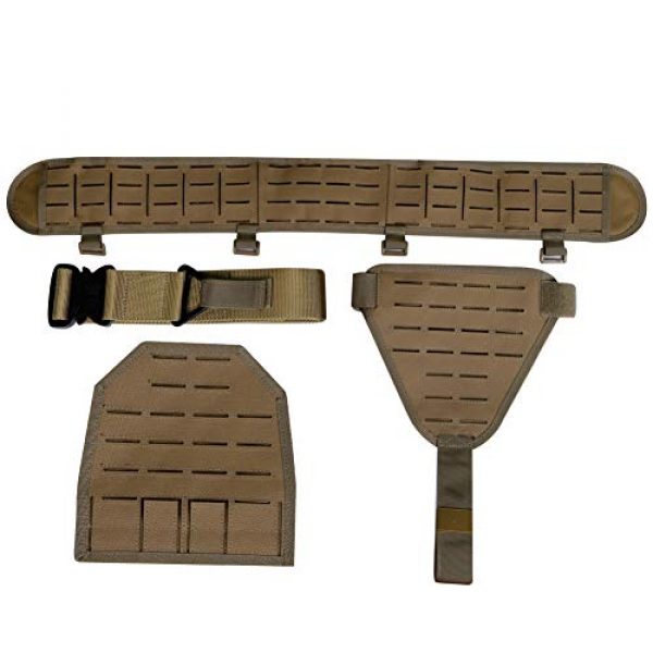 DETECH Airsoft Tactical Vest 7 DETECH Molle Padded Modular Belt Sleeve Tactical Inner Belt Drop Leg Platform Panel, Hip Panel Laser Cutting PALS Combo