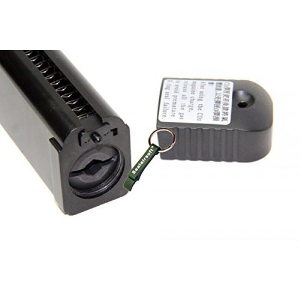 KJW Airsoft Gun Magazine 4 KJ Works 28rds Airsoft Metal 6mm CO2 Magazine For KP-11 GBB Black -Mobile Ring Included
