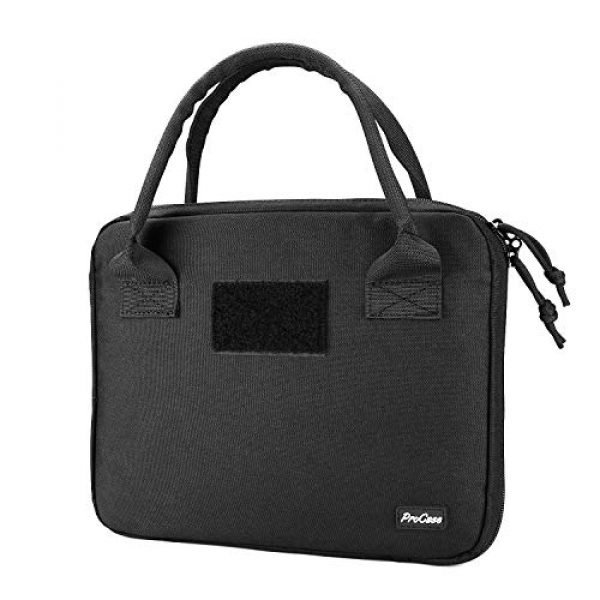 ProCase Pistol Case 1 ProCase Single Pistol Case, Tactical Handgun Range Bag Firearm Transportation Case with Comfortable Carrying Handles and Heavy Duty Lockable Zippers -Black