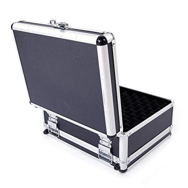 SSLine Pistol Case 5 SSLine Portable Aluminum Hard Pistol Case Locking Handgun Security Box with 2 Separate Compartments Safe Lock Storage Gun Case with Thick Foam Padded - 11.81" L x 9.05" W x 5.91" H