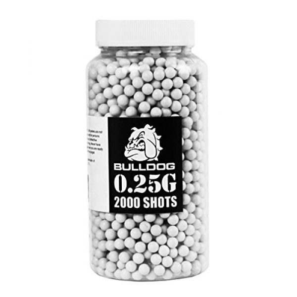 BULLDOG AIRSOFT Airsoft BB 1 Bulldog [2000] Airsoft Pellet [0.25g] Pro Team Grade [6mm White] Triple Polished BBS 6mm