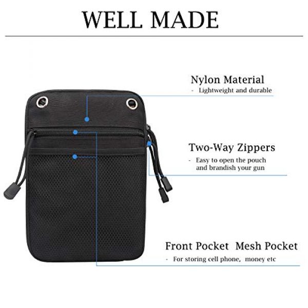 Kosibate Pistol Case 2 Kosibate Concealed Gun Pouch, Multipurpose Carry Pistol Holster Pack Waist Bag for Handgun with Belt Loops -Black
