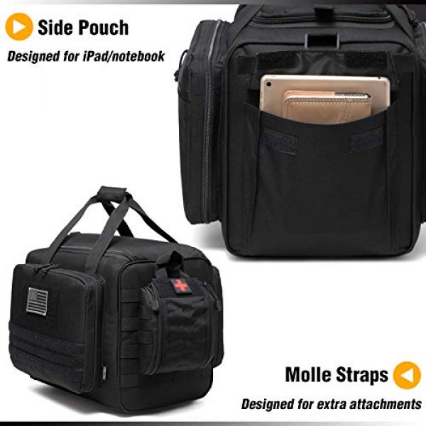 DBTAC Pistol Case 4 DBTAC Gun Range Bag Large | Tactical 4+ Pistol Shooting Range Duffle Bag for Handguns and Ammo with 2X Removable Hook & Loop Divider for DSLR | US Flag Patch + Universal Holster Included