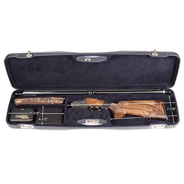 Negrini Cases Rifle Case 3 Negrini Cases 1654LR/5165 O/U Sporter Shotgun Case with Barrel Upright and Forend Off/Accessory Compartment and Luxury Interior, Blue/Blue
