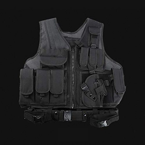 FUZHEN Airsoft Tactical Vest 5 FUZHEN Tactical Vest Outdoor,Breathable Combat Training Vest Adjustable,with 4 Deluxe Adjustable Rifle Mag Pouches Tactical Vest