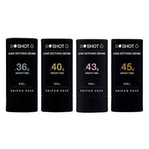 BioShot Airsoft BB 1 BioShot Biodegradable Airsoft BBS - Tuner Pack Super Slick Seamless Sniper Weight Competition Match Grade for All 6mm Airsoft Guns and Accessories (4 400rd Packs, White)