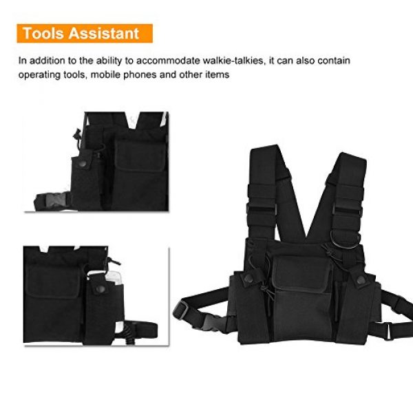 Hakeeta Airsoft Tactical Vest 4 Hakeeta Walkie-Talkie Chest Bag, Nylon Chest Front Pack,Chest Harness.Universal Adjustable Bag with Three-Ring Adjustment Strap System for Rescue, Police, Duty and Workshopps