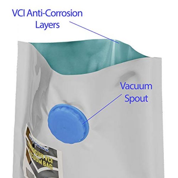 Dry-Packs Rifle Case 5 VCI Anti Corrosion Vacuum Valve Tactical/Shotgun Gun Storage Bag - 12" x 52"