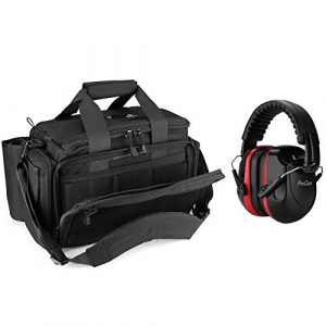 ProCase Pistol Case 1 ProCase Tactical Gun Range Bag Pistol Shooting Duffle Bag Bundle with Noise Reduction Safety Ear Muffs Headset NRR 28dB Earmuffs for Ear Hearing Protection