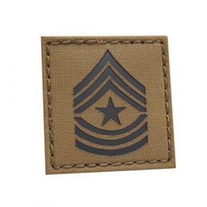 Tactical Freaky Airsoft Morale Patch 1 Coyote IR 2x2 US Army E-9 SGM Sergeant Major Rank Tactical Hook&Loop Patch