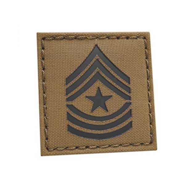 Tactical Freaky Airsoft Morale Patch 1 Coyote IR 2x2 US Army E-9 SGM Sergeant Major Rank Tactical Hook&Loop Patch